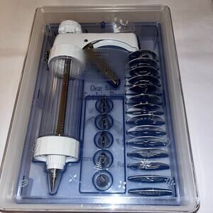 Kuhn Rikon Clear Barrel Cookie Press Kit w/ 14 Discs & 6 Icing Tips – New in Box